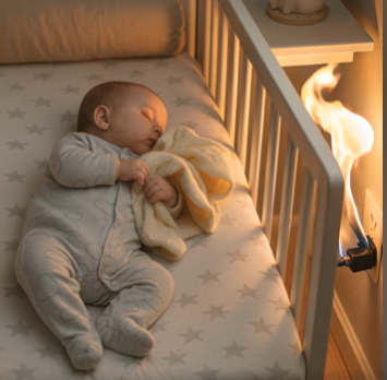 Утром я почувствовала запах гари из детской. Пересмотрев запись с камеры, я поняла, что розетка загорелась